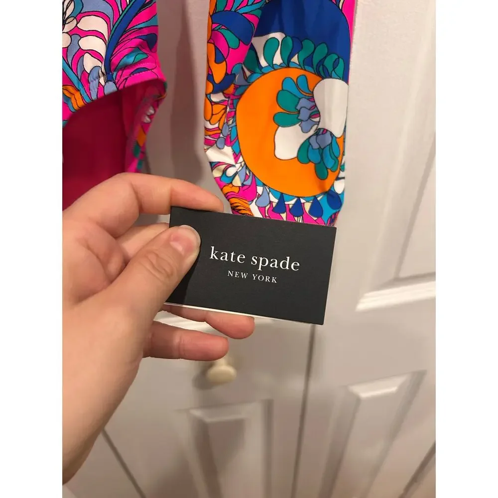 Kate Spade Pink Sea Garden Long Sleeve One Piece Rash Guard Swimsuit Size M NWT - Picture 7 of 8